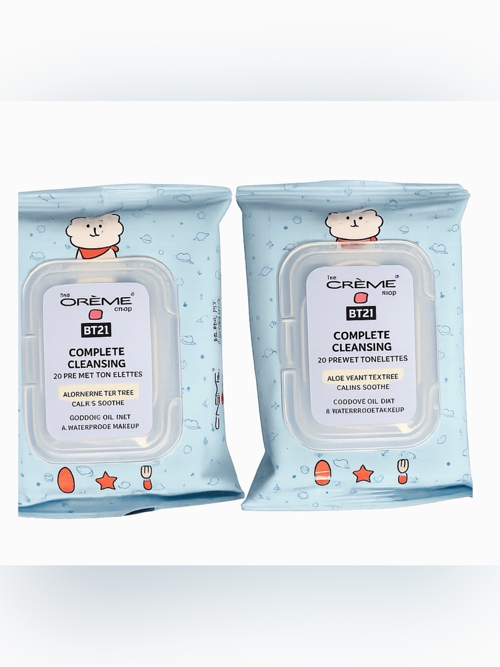 (2pack) Crème shop makeup removing wipes 20 wipes in each bag